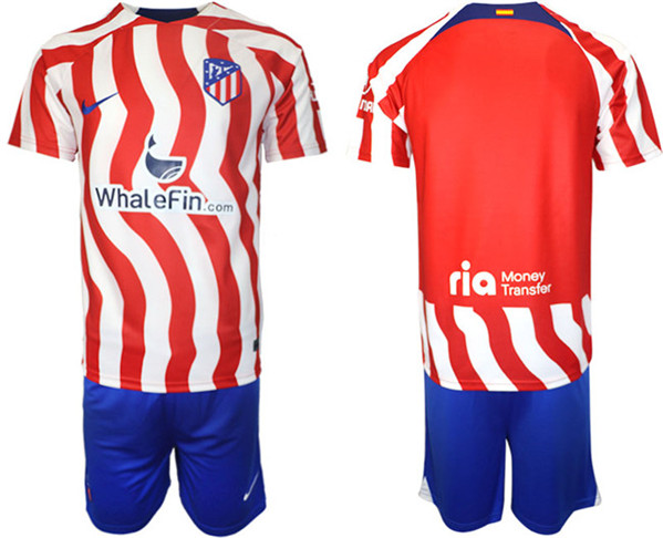 Men's Atlético de Madrid Custom 2023/24 Red Home Soccer Jersey Suit 001